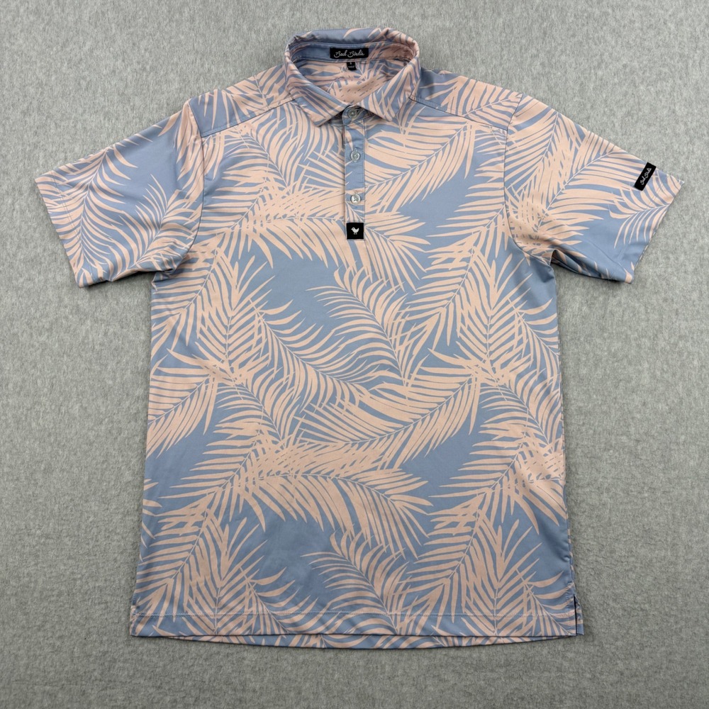 Bad Birdie Shirt Mens Small Blue Floral‎ Polo Golf Performance Short Sleeve